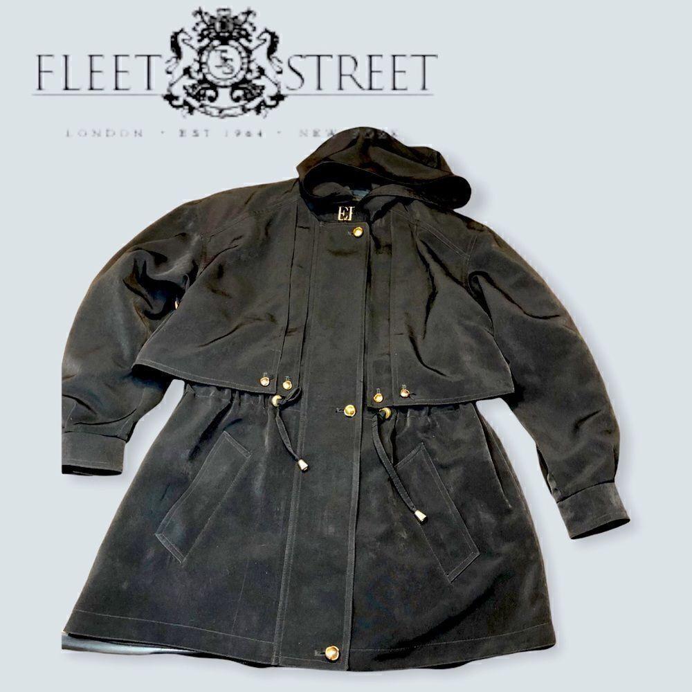 Fleet Street light over coat. Hooded black small.